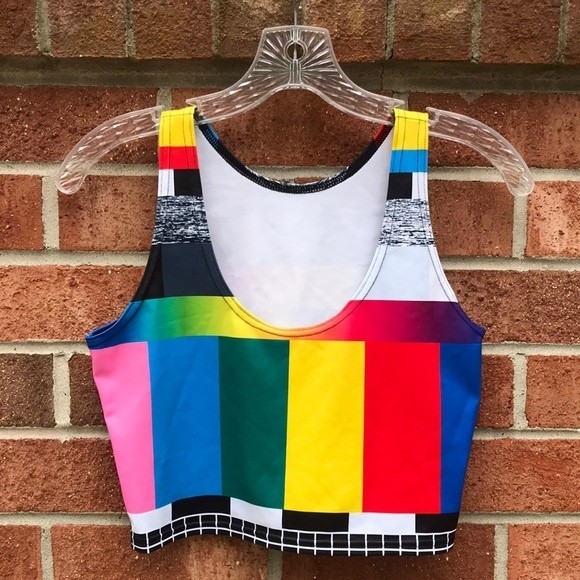 Blackmilk Tops - BlackMilk Stay Tuned Reversible Crop Top sz M